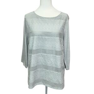 J Jill Textured Floral Blouse Gray